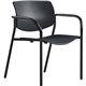 Lorell Stack Chairs with Arms - Plastic Seat - Plastic Back - Powder Coated, Black Tubular Steel Frame - Four-legged Base - Blac