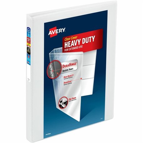 Avery One Touch Heavy-Duty View Binder - 1/2" Binder Capacity - Letter - 8 1/2" x 11" Sheet Size - 135 Sheet Capacity - Slant Ri