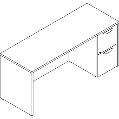 Lorell Prominence 2.0 Right-Pedestal Credenza - 66" x 24"29" , 1" Top, 0.1" Edge - 2 x File Drawer(s) - Single Pedestal on Right