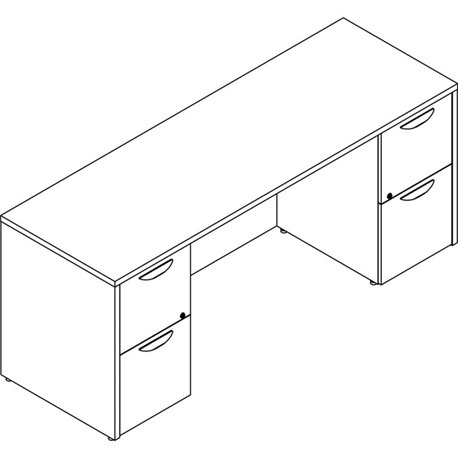 Lorell Prominence 2.0 Double-Pedestal Credenza - 72" x 24"29" , 1" Top, 0.1" Edge - 2 x File Drawer(s) - Double Pedestal on Left