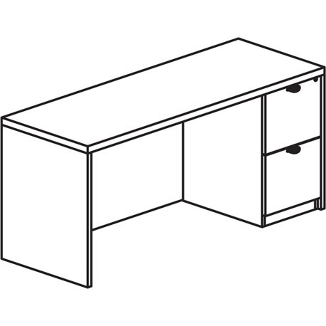 Lorell Prominence 2.0 Right-Pedestal Credenza - 72" x 24"29" , 1" Top, 0.1" Edge - 2 x File Drawer(s) - Single Pedestal on Right