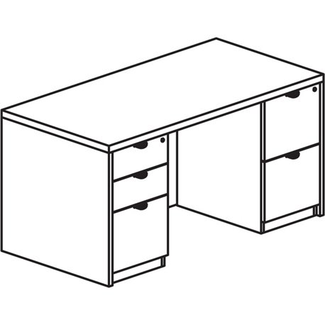 Lorell Prominence 2.0 Double-Pedestal Desk - 60" x 30"29" , 1" Top, 0.1" Edge - 5 x File, Box Drawer(s) - Double Pedestal on Lef