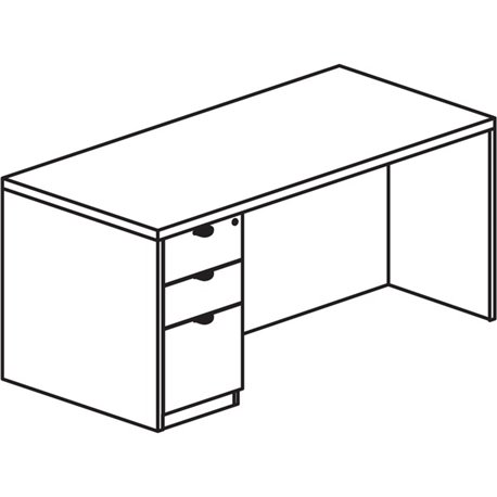 Lorell Prominence 2.0 Left-Pedestal Desk - 60" x 30"29" , 1" Top, 0.1" Edge - 3 x File, Box Drawer(s) - Single Pedestal on Left 