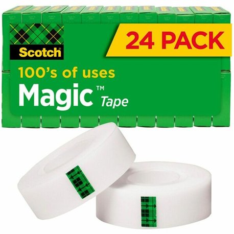 Scotch 3/4"W Magic Tape - 27.78 yd Length x 0.75" Width - 1" Core - Split Resistant, Tear Resistant - For Mending, Splicing - 24