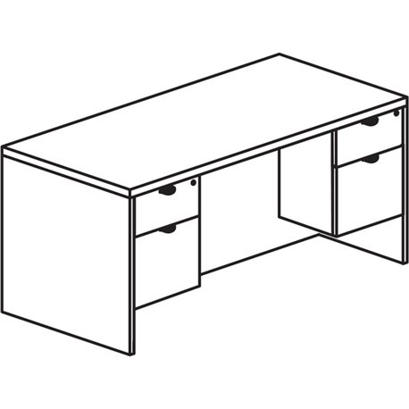 Lorell Prominence 2.0 3/4 Double-Pedestal Desk - 1" Top, 60" x 30"29" , 0.1" Edge - 2 x File, Box Drawer(s) - Double Pedestal on