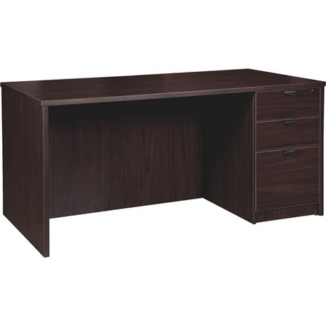 Lorell Prominence 2.0 3/4 Double-Pedestal Desk - 1" Top, 60" x 30"29" - 3 x File, Box Drawer(s) - Single Pedestal on Right Side 