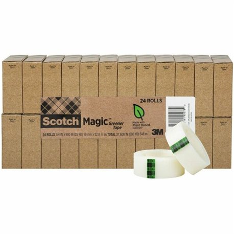Scotch 3/4"W Magic Greener Tape - 25 yd Length x 0.75" Width - 1" Core - Split Resistant, Tear Resistant - For Office - 24 / Pac