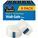 Scotch Wall-Safe Tape - 22.22 yd Length x 0.75" Width - 6 / Pack - Translucent