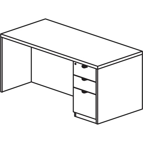 Lorell Prominence 2.0 Right-Pedestal Desk - 60" x 30"29" , 1" Top, 0.1" Edge - 3 x File, Box Drawer(s) - Single Pedestal on Righ