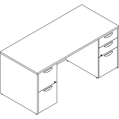 Lorell Prominence 2.0 Double-Pedestal Desk - 66" x 30"29" , 1" Top, 0.1" Edge - 5 x File, Box Drawer(s) - Double Pedestal on Lef