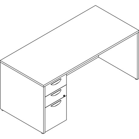 Lorell Prominence 2.0 Left-Pedestal Desk - 66" x 30"29" , 1" Top, 0.1" Edge - 3 x File, Box Drawer(s) - Single Pedestal on Left 