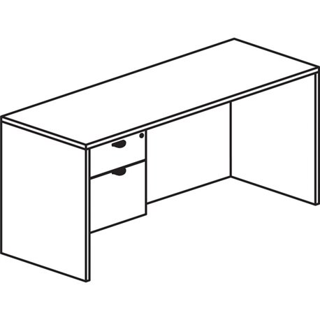 Lorell Prominence 2.0 3/4 Left-Pedestal Desk - 66" x 30"29" , 1" Top, 0.1" Edge - 2 x File, Box Drawer(s) - Single Pedestal on L