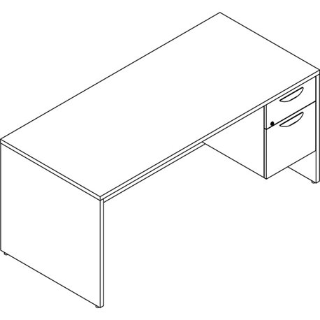 Lorell Prominence 2.0 3/4 Right-Pedestal Desk - 66" x 30"29" , 1" Top, 0.1" Edge - 2 x File, Box Drawer(s) - Single Pedestal on 