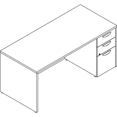 Lorell Prominence 2.0 Right-Pedestal Desk - 66" x 30"29" , 1" Top, 0.1" Edge - 3 x File, Box Drawer(s) - Single Pedestal on Righ