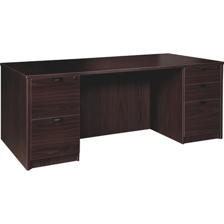 Lorell Prominence 2.0 Double-Pedestal Desk - 1" Top, 72" x 36"29" - 5 x File, Box Drawer(s) - Double Pedestal - Band Edge - Mate