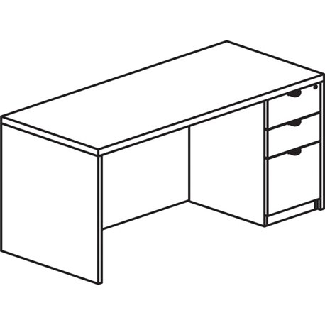 Lorell Prominence 2.0 Right-Pedestal Desk - 72" x 36"29" , 1" Top, 0.1" Edge - 3 x File, Box Drawer(s) - Single Pedestal on Righ