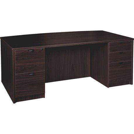 Lorell Prominence 2.0 Bowfront Double-Pedestal Desk - 1" Top, 72" x 42"29" - 5 x File, Box Drawer(s) - Double Pedestal - Band Ed