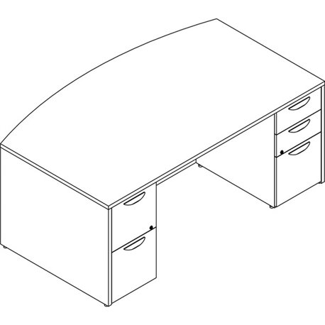 Lorell Prominence 2.0 Bowfront Double-Pedestal Desk - 72" x 42"29" , 1" Top, 0.1" Edge - 5 x File, Box Drawer(s) - Double Pedest