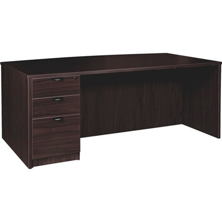 Lorell Prominence 2.0 Bowfront Left-Pedestal Desk - 1" Top, 72" x 42"29" - 3 x File, Box Drawer(s) - Single Pedestal on Left Sid