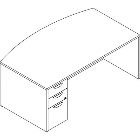 Lorell Prominence 2.0 Bowfront Left-Pedestal Desk - 72" x 42"29" , 1" Top, 0.1" Edge - 3 x File, Box Drawer(s) - Double Pedestal