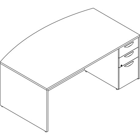 Lorell Prominence 2.0 Bowfront Right-Pedestal Desk - 72" x 42"29" , 1" Top, 0.1" Edge - 3 x File, Box Drawer(s) - Double Pedesta