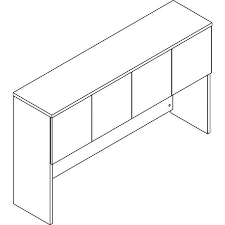 Lorell Prominence 2.0 Hutch - 66" x 16"39" - 4 Door(s) - Material: Particleboard - Finish: Gray Elm, Thermofused Melamine (TFM),