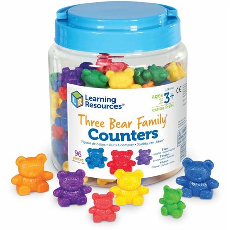 Three Bear Family Counters Set - Learning Theme/SubjectSkill Learning: Size Differentiation - 96 x Bear Shape - Assorted - Plast