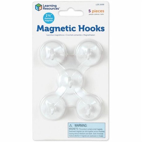 Learning Resources Original Magnetic Hooks - 13 lb (5.90 kg) Capacity - for Pocket Chart, Flip Book, Hall Pass, Decoration - Whi