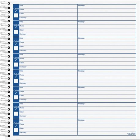 Adams Voice Mail Log Book - 60 Sheet(s) - Spiral Bound - 7.50" x 8.50" Sheet Size - 2 / Pack