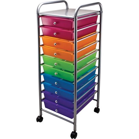 Advantus 10-drawer Organizer - 10 Drawer - 4 Casters - x 15.5" Width x 13" Depth x 37.5" Height - Multi - 1 Each