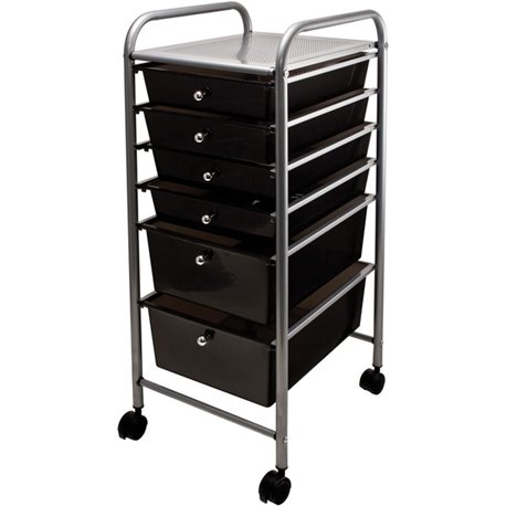 Advantus 6-Drawer Organizer - 6 Drawer - 4 Casters - x 32" Width x 15.3" Depth x 13" Height - Chrome Metal Frame - 1 Each