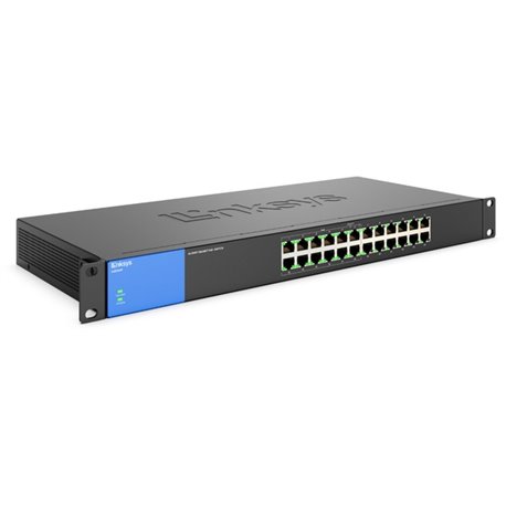 Linksys LGS124P 24-Port Business Gigabit POE+ Switch - 24-port switch with 12 PoE+ ports (ports 1-6 and 13-18) and dedicated PoE