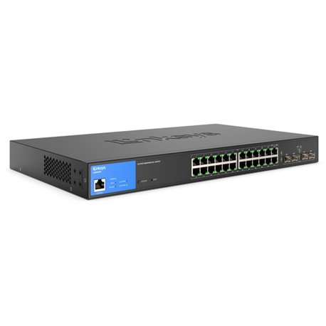 Linksys 24-Port Managed Gigabit PoE+ Switch with 4 1G SFP Uplinks - 24 Ports - Manageable - Gigabit Ethernet - 1000Base-T, 1000B