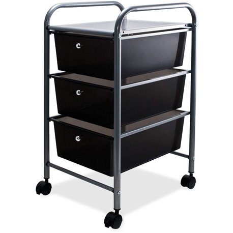 Advantus 3-Drawer Organizer - 3 Drawer - 4 Casters - Metal - x 15.5" Width x 13" Depth x 27" Height - Smoke - 1 Each