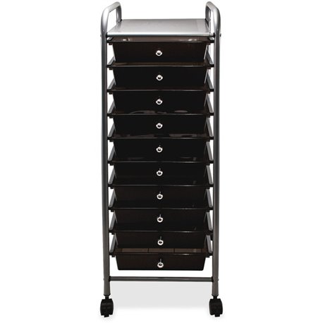 Advantus 10-Drawer Organizer - 10 Drawer - 4 Casters - Metal - x 15.5" Width x 13" Depth x 37.5" Height - Smoke - 1 Each