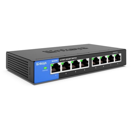 Linksys 8-Port Gigabit Ethernet Switch - 8 Ports - Gigabit Ethernet - 10/100/1000Base-T - 2 Layer Supported - Twisted Pair - Wal