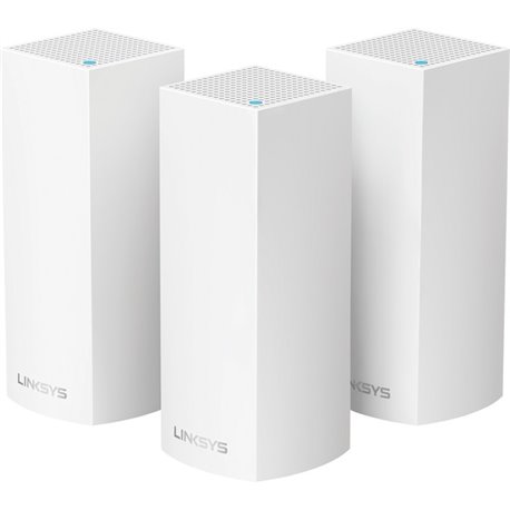 Linksys Velop Intelligent Mesh WiFi System- Tri-Band- 3-Pack White (AC2200) - 2.40 GHz ISM Band - 5 GHz UNII Band - 6 x Antenna(