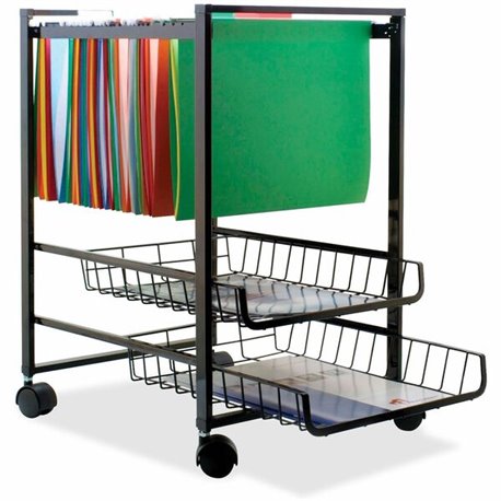 Advantus Mobile File Cart - 4 Casters - Steel - x 16" Width x 13" Depth x 19.5" Height - Black Steel Frame - Black - 1 Each