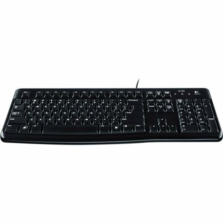 Logitech K120 Plug-and-Play USB Keyboard - Cable Connectivity - USB Interface - Rugged - English - PC - Black