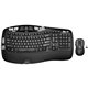 Logitech MK550 Wireless Wave Keyboard and Mouse Combo, Ergonomic Wave Design, Black - USB Wireless RF 2.40 GHz Keyboard - 117 Ke