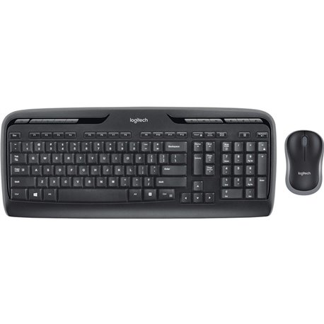 Logitech MK320 Wireless Desktop Combo with Media Shortcuts - USB Wireless RF 2.40 GHz Keyboard - 115 Key - Black - USB Wireless 