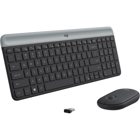 Logitech MK470 Slim Wireless Combo - USB Wireless RF - USB Wireless RF - Optical - 1000 dpi - 3 Button - Scroll Wheel - Symmetri