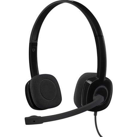 Logitech H151 Stereo Headset with Rotating Boom Mic (Black) - Stereo - 3.5MM AUDIO JACK CONNECTION - Wired - In-Line Control - 2