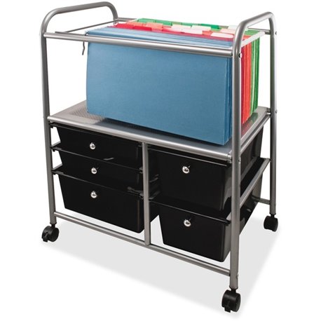 Advantus 5-Drawer Storage File Cart - 5 Drawer - 4 Casters - 21.9" Length x 15.3" Width x 28.9" Height - Chrome Frame - Silver, 