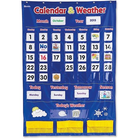 Learning Resources Calendar/Weather Pocket Chart - Theme/Subject: Learning - Skill Learning: Weather, Holiday, Day, Month, Celeb