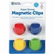 Learning Resources Super Strong Magnetic Clips Set - 1.5" Diameter - 50 Sheet Capacity - for Whiteboard, Folder - 4 / Pack - Ass