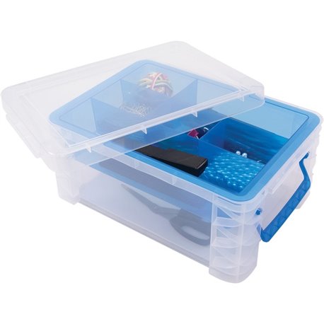 Advantus Super Stacker Divided Supply Box - External Dimensions: 14.3" Length x 10.3" Width x 6.5" Height - Lid Lock Closure - S