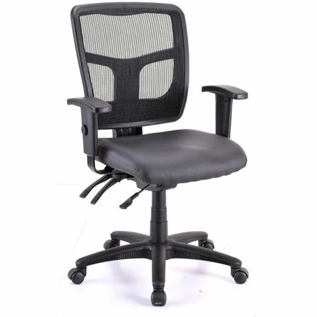 Lorell Executive Antimicrobial Mid-back Chair - Antimicrobial Vinyl Seat - Black Frame - Mid Back - 5-star Base - Black - Armres