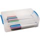 Advantus Clear Large Pencil Box - External Dimensions: 5.5" Width x 9" Depth x 2.6" Height - 152 x Crayon, 100 x Pencil, 50 x Pe