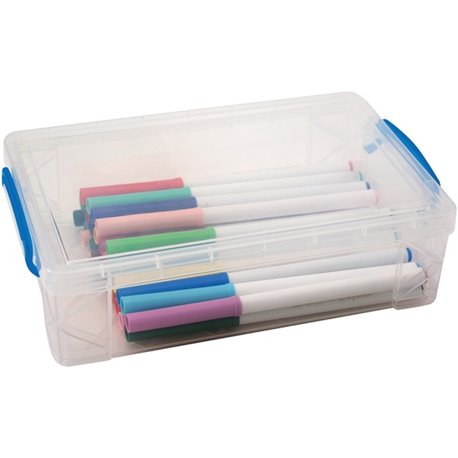 Advantus Clear Large Pencil Box - External Dimensions: 5.5" Width x 9" Depth x 2.6" Height - 152 x Crayon, 100 x Pencil, 50 x Pe